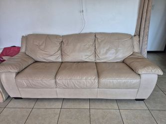 Beige Leather Couch