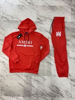 Amiri Red Hoodie and Jogger Tracksuit Set