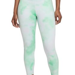Nike One Icon Clash Women's Mid-Rise Crop Leggings DA0339-342 S (Green Glow)