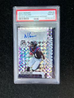2021 Panini Mosaic - Rookie Autographs Mosaic Nico Collins #RA-30 (AU, RC) PSA 8