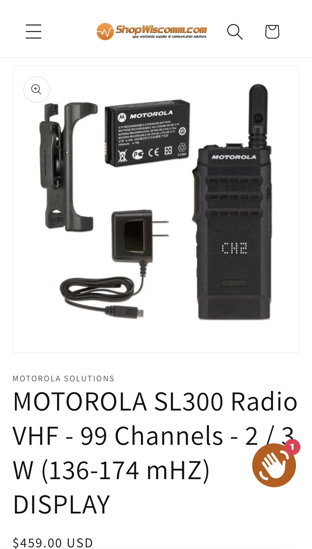 Motorola MOTOTRBO SL300 Portable 99-Channel Analog/Digital 2-Way Radio (VHF Band, W/ Display)