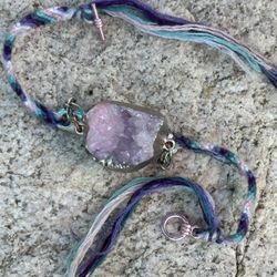 Handmade Pink Druzy Quartz Friendship Bracelet
