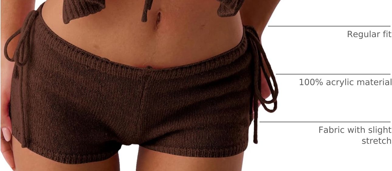 SMALL Tie Side Knitted Mini Shorts High Waist Elastic Waisted Summer Cute Shorts