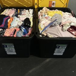 2 27 Gal Bins Of Newborn To 18m Girl Cloths 