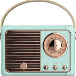 Dosmix Retro Bluetooth Speaker, Vintage Decor, Small Wireless Bluetooth Speaker, Cute Old Fashion Style for Kitchen Desk Bedroom Office Party Outdoor 