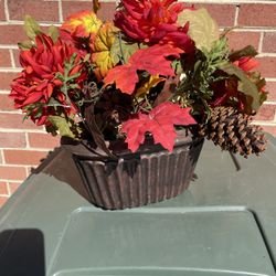 Big Container Of Fall Flowers Pine cones 