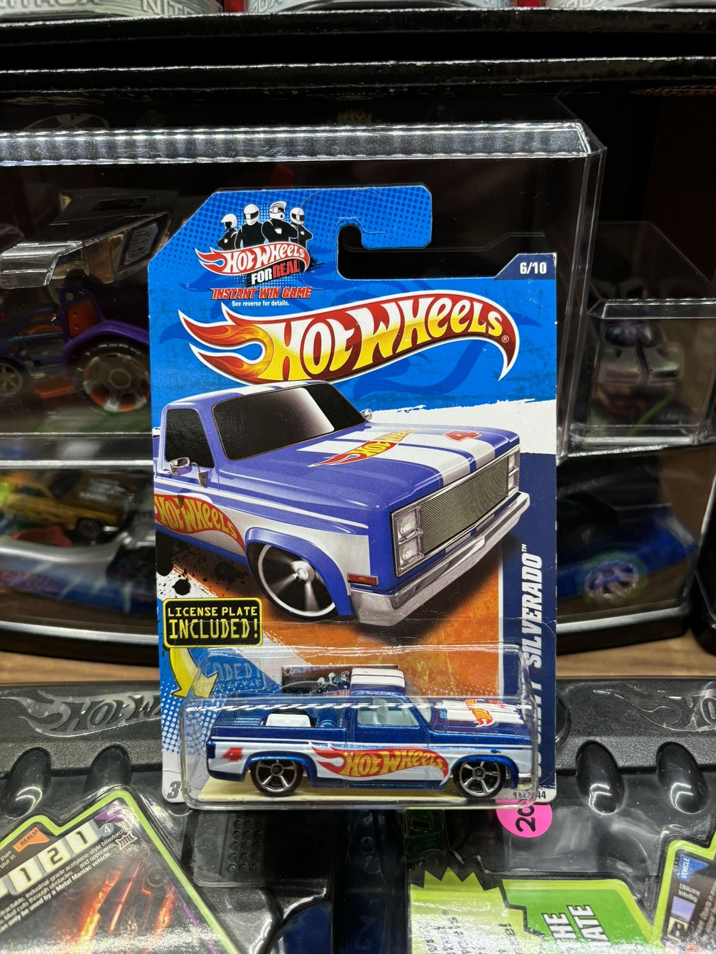 Hot Wheels HW Racing '83 Chevy Silverado License Plate "EAT MY FLAMES!" Blue New