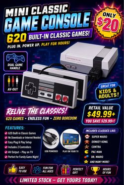 Mini Game console anniversary Edition Entertainment System 620 Games