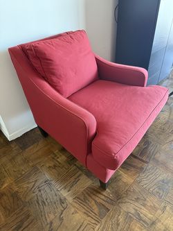 Red Upholstered Pottery Barn Armchair
