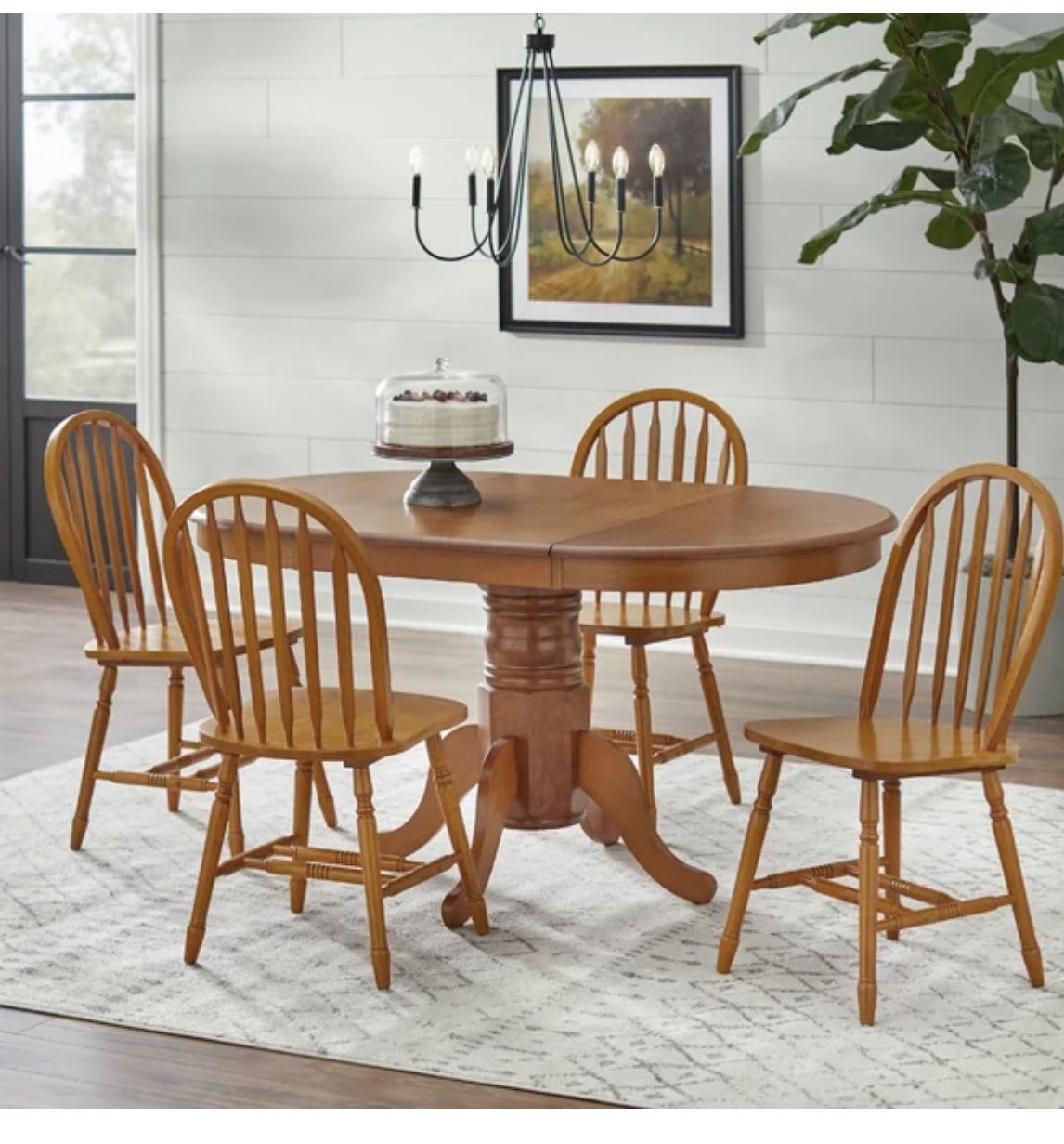 5-pieces Extendable Pedestal Dining Set 