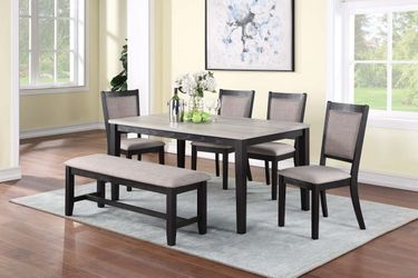 Dining Set, Table + 4 Chairs + Bench