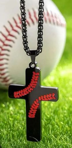 Stainless Steel Baseball Philippians Cross Necklace Shipping Available 