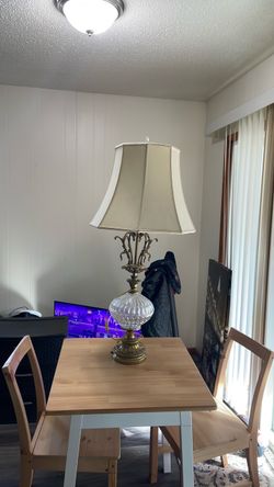 Vintage Brass and Crystal Table Lamp