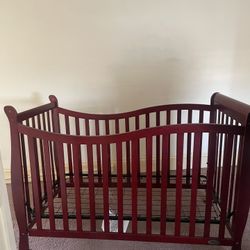 Cherry Red Wooden  Crib 