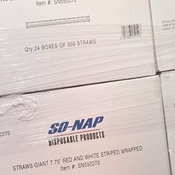 Giant 7.75" Red and White Striped Wrapped Straws (Item #: SN550270). 7200 Pcs Per Box