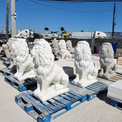Concrete Stone Large Lion Statue / Cement Garden Lions