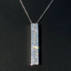 18k white gold 2.6 CTW princess cut Diamond pendant Necklace