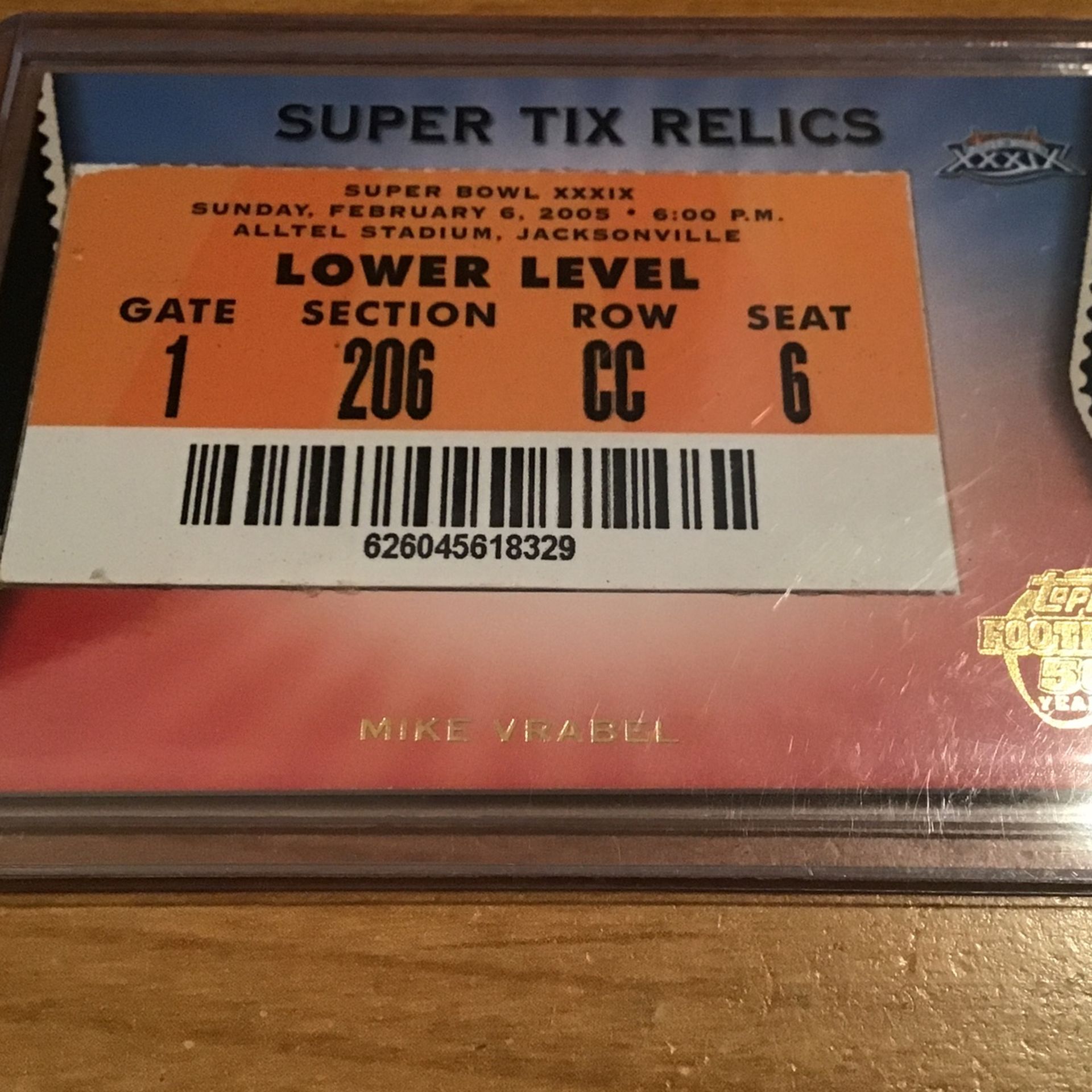 2005 Topps Super Tix Relic Mike Vrabel New England Patriots