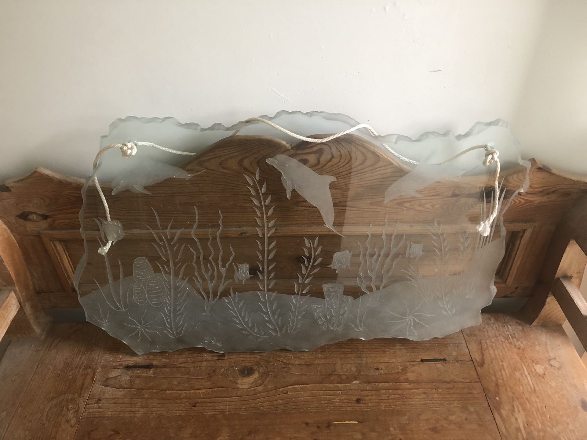 Beautiful Custom Made Marine Life Etched Art Glass