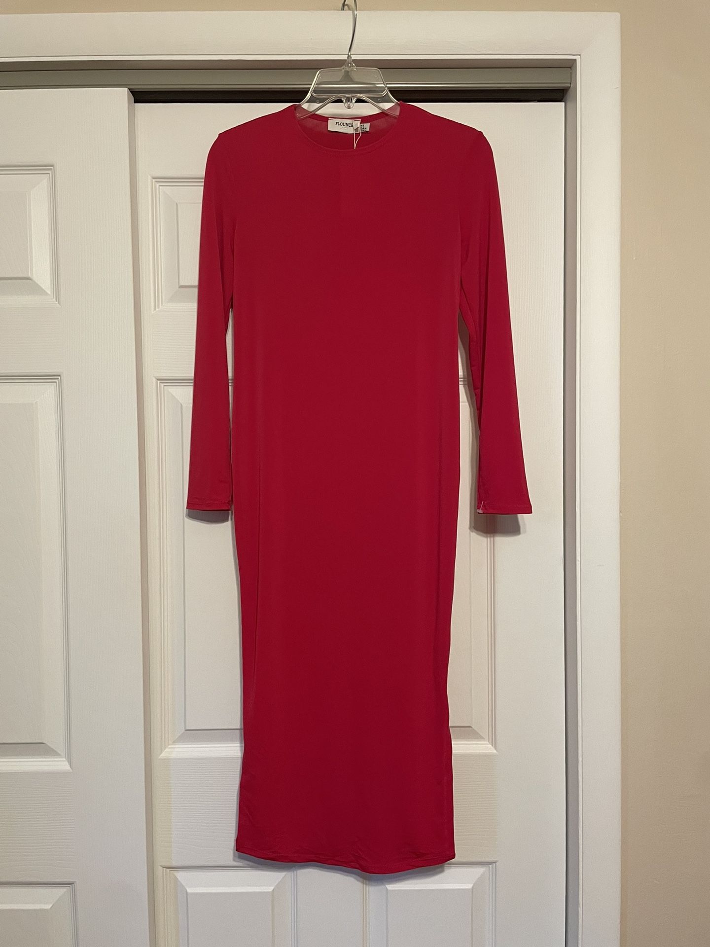 Brand New Flounce Maternity Fuchsia Jersey Midi Dress - Size 4