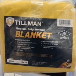 TILLMAN Welding Blanket: Acrylic-Coated Fiberglass, 10 ft Wd, 10 ft Lg, Yellow