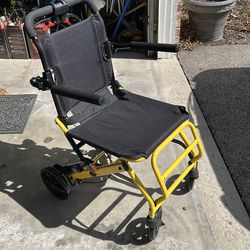 18lbs Ultra Transport Wheelchair Lightweight Foldable, Portable Folding Transport Chair, 16.2" Seat Small Wheelchair for Tight Spaces, Narrow Wheelcha