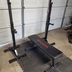 Weight Bench With adjustable Squat Rack With Set Of Spotters...