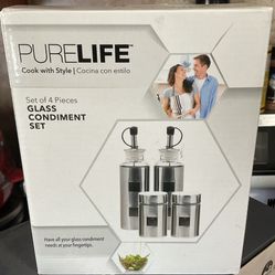 PureLife 4-Piece Glass Condiment Set – New / Stylish Kitchen Accessory