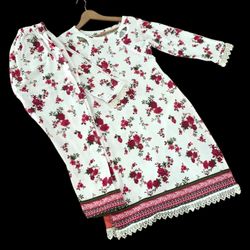  Pakistani White Printed 2 Piece Suit 