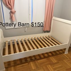 Pottery Barn White Sleigh Twin Bed Frame – Solid Wood
