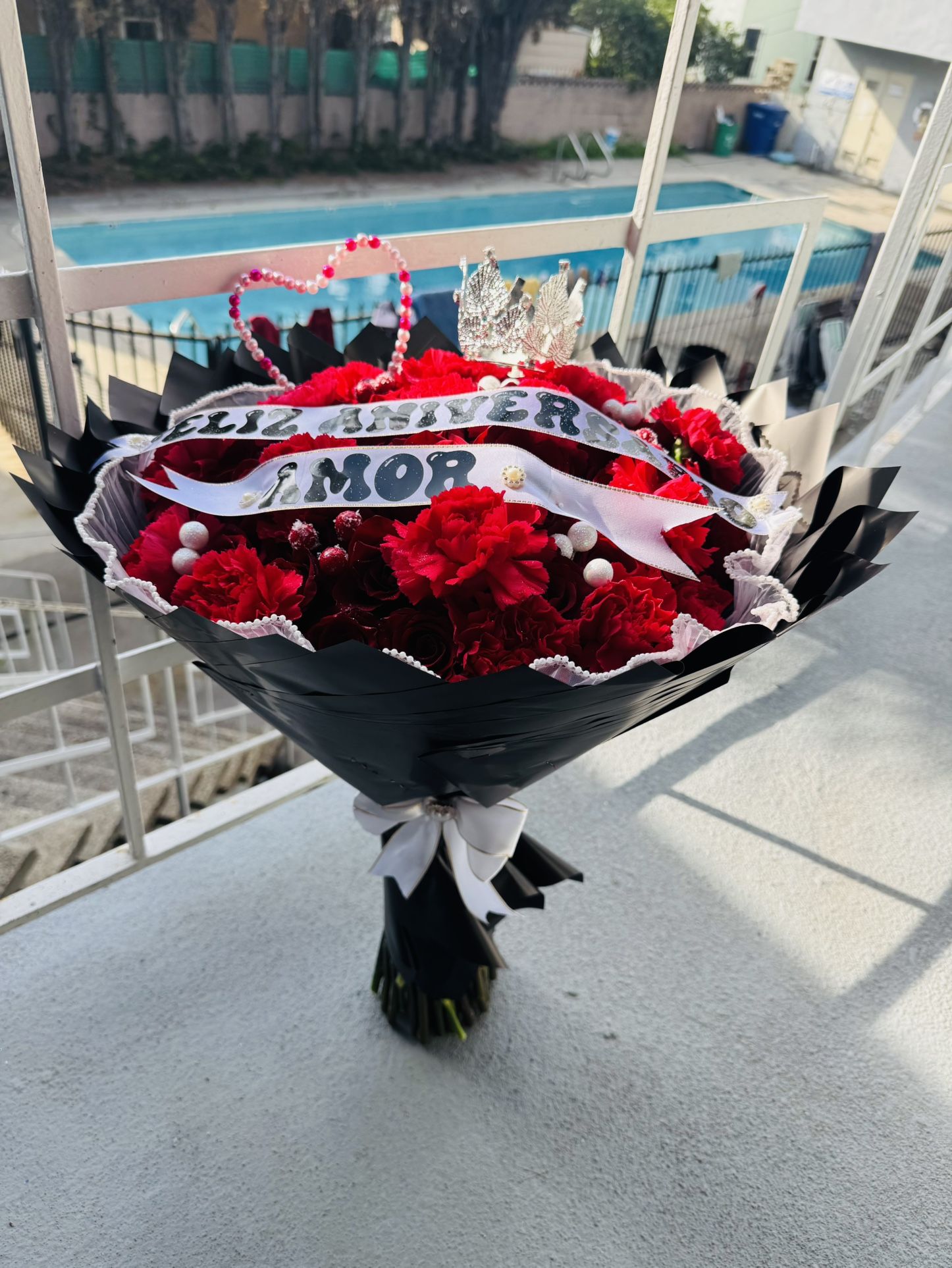 50 Red Roses + Carnations ❤️🫰🏼