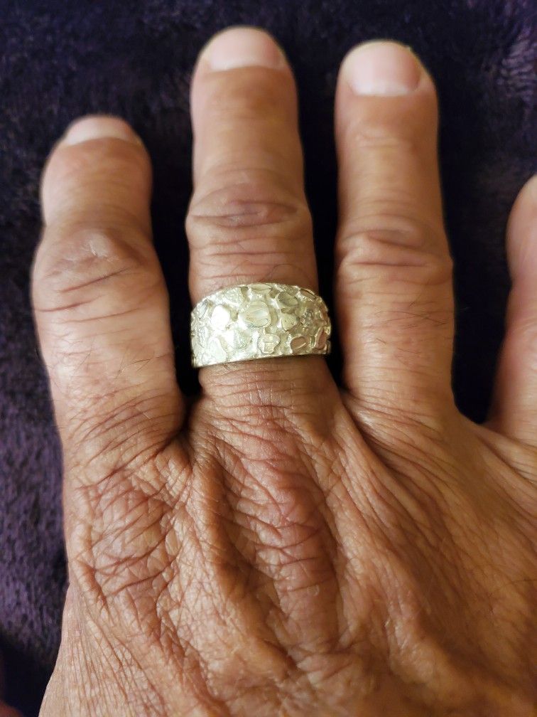 Vintage Sterling Silver Nugget Ring 