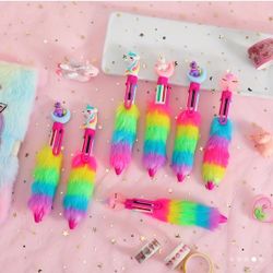 Random Color 6 Colors Ballpoint Pen Colorful Cartoon Unicorn Writing Pen Student Writing Pen 