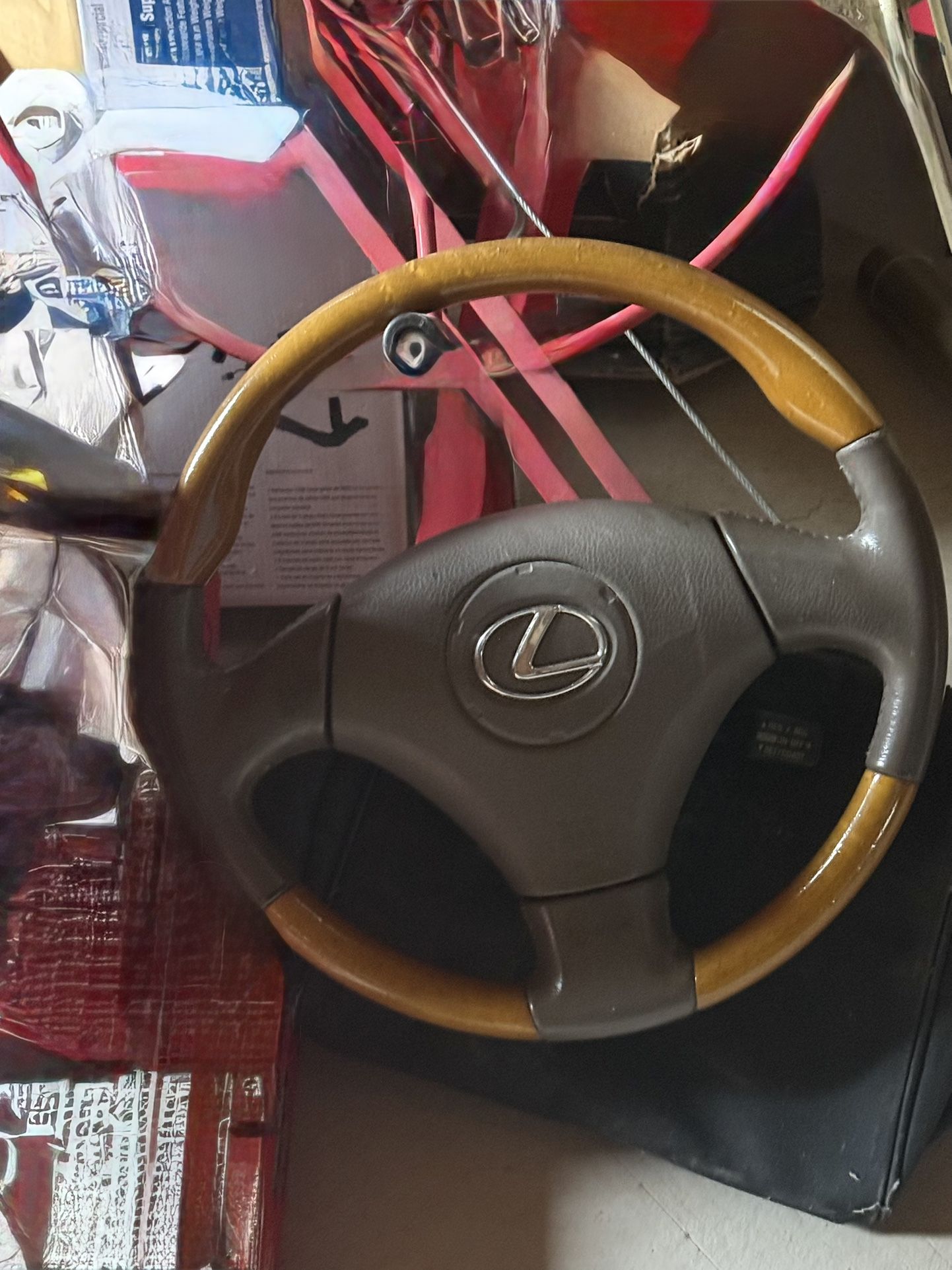 OEM Lexus genuine wood and leather steering wheel