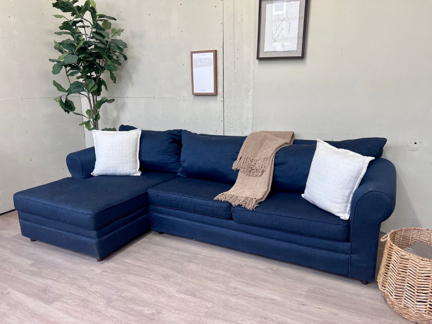 WE DELIVER! 🚚 - Bob’s Furniture Blue Modern L Sectional Couch with Chaise
