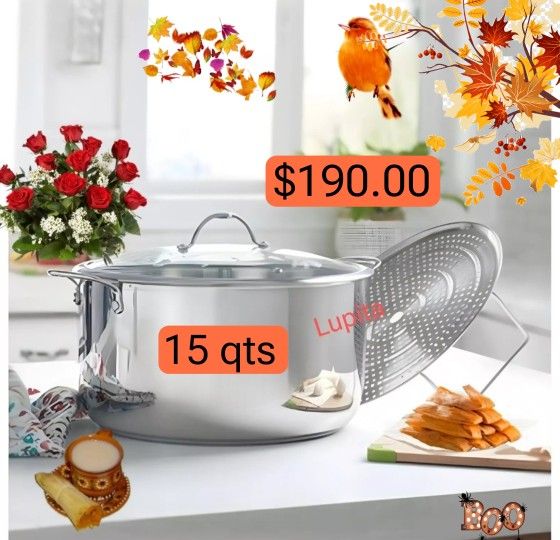 Princess House HERITAGE® SIGNATURE 15-Qt. Stockpot with Steaming Rack 3681