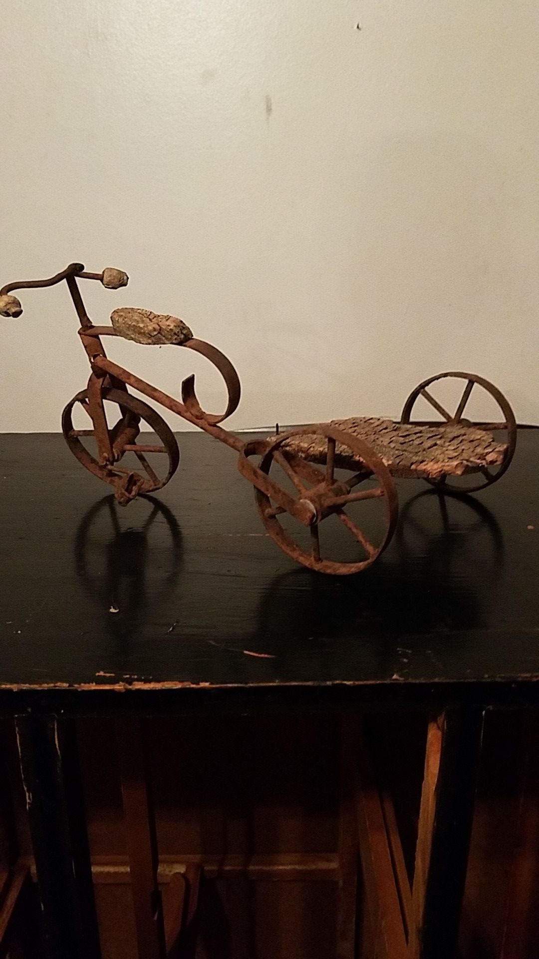 Antique toy very old metal bicycle