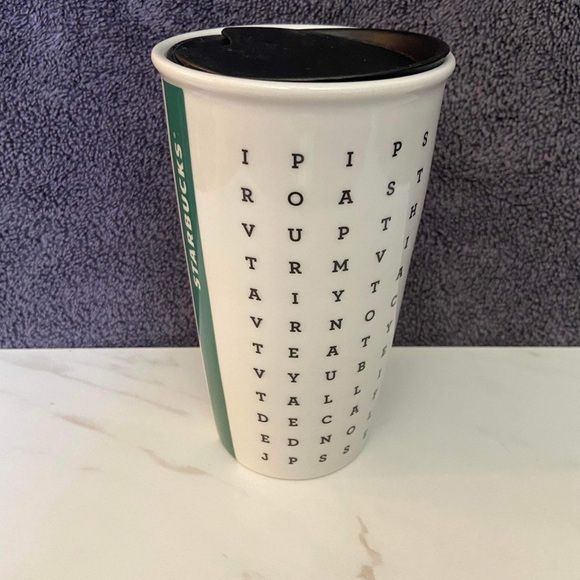 Starbucks 2016 Ceramic Word Search Travel Double Wall Tumbler