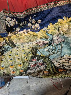 Vintage Peacock Tapestry, made in Italy