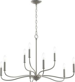 Progress Lighting Ilia 9-Light Chandelier, Transitional Light Fixture, Brushed Nickel (34 in. Dia x 21in. H), P400465-009 Color: Brushed Nickel Size