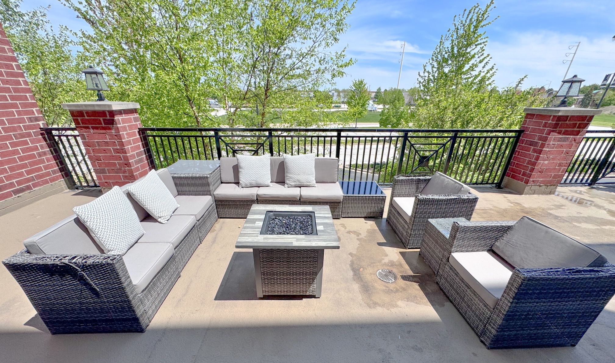 11-Piece Outdoor Furniture Set with Gas Fire Pit + Storage – $500 OBO