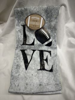 Kitchen Towel Set Of 2 With Love And Football NWT