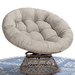 Papasan Outdoor & Indoor Chair - Brown Frame and Silver Cushion