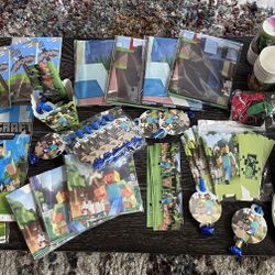 Minecraft Birthday Party Supplies Lot – Plates Cups Balloons Tablecloth Banner Favors