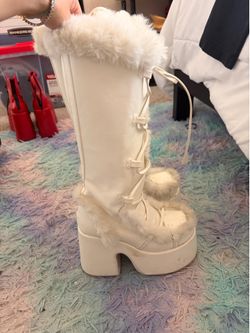 Demonia white platform $40