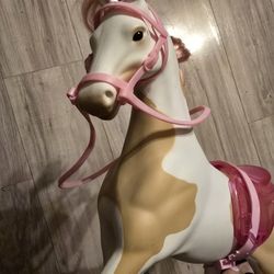 Glitter Girls Horse 14" PINK, White, Brown Toy Horse Pink Saddle & Glitter Hair