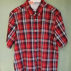 PLAID MEN'S BUTTON SHORT SLEEVE SHIRT