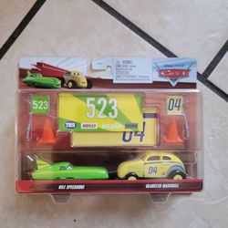 Disney Pixar Cars featuring the characters Nile Speedcone and Gearsten Marshall