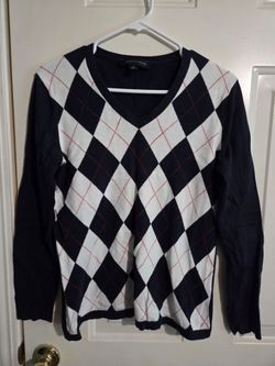 Tommy Hilfiger Women's Ivy Argyle V-Neck Sweater size M