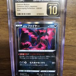 Pokemon Graded Slab CGC PRISTINE 10 Galarian Moltres #26 Japanese (2021) Skyscraping Perfection Holo